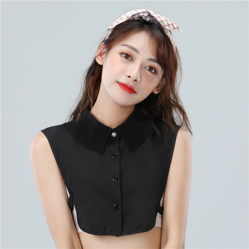 Womens Detachable Fake False Collar Black White Chiffon Half Shirt Blouse Top Adjust Female Sweater Clothes Accessories