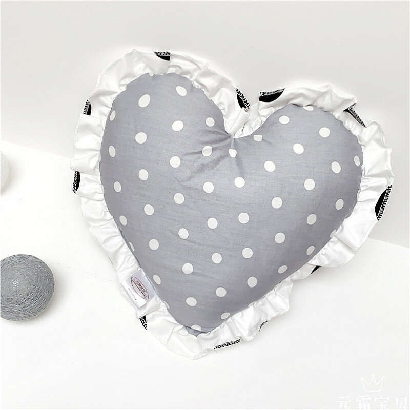 Nordic INS Style Baby Pillow Cotton Dot Cloud Printing Heart Shape Throw Pillow Baby Cot Cushion Kids Room Decortion Beddings