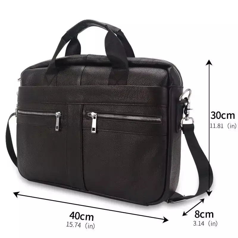 Bag Cross Documents Men's 14 Layer Head Handbag Conference Diagonal Shoulder Briefcase Office inch Laptop Business Cowhide