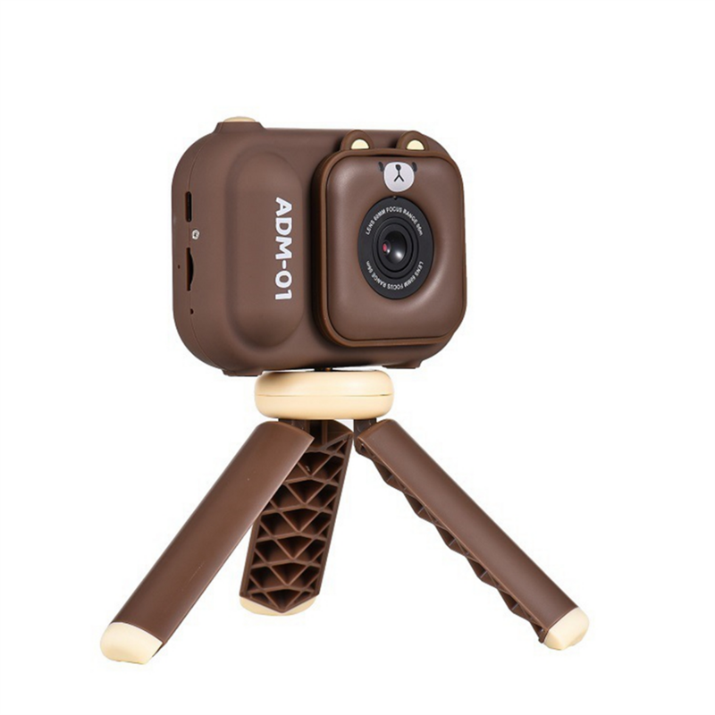 S11 48MP Handheld Bracket HD Dual-Lens Children Camera with Photo Video Support Fixed Multifunctional Camera,Brown