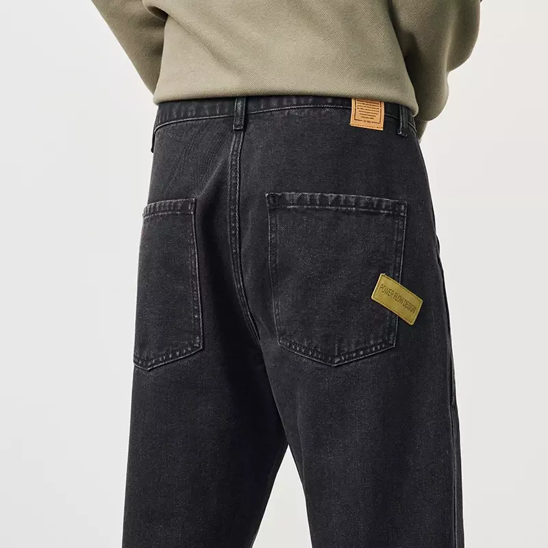 Jeans Baggy preto para homens, ajuste solto, calças harém, streetwear patchwork, bolsos da moda, calças grandes, tamanho grande 42