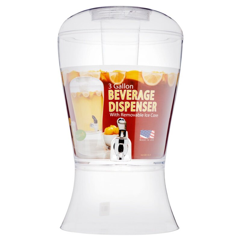 Distributeur de boissons en acrylique transparent de 3 gallons avec noyau de glace, conçu de manière créative
