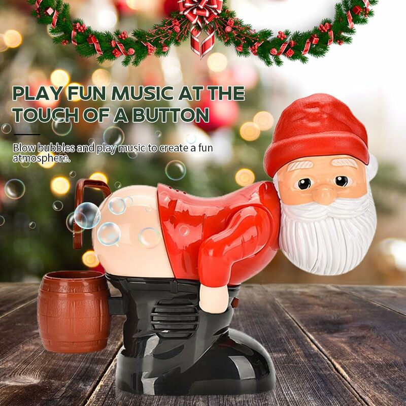 Funny Santa Bubble Blowing Machine Toy Christmas Bubble Machine with Flash Lights Music Automatic Bubble Blower Toy Xmas Gifts