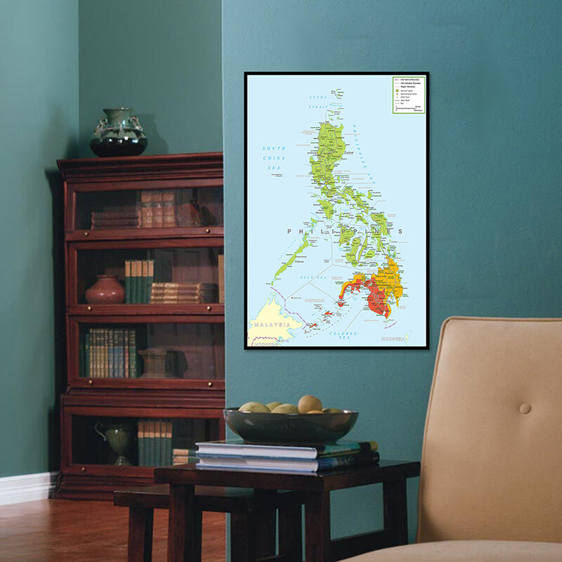 60*90cm Map of The Philippines Wall Decorative Canvas Painting Unframed Poster Art Print Living Room Home Decor School Supplies