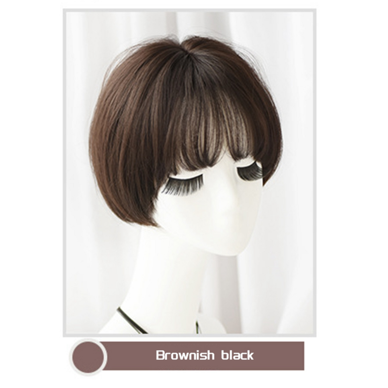 Parrucca Bob Bobo parrucca con frangia per le donne, parrucca corta dall'aspetto naturale, parrucca corta per le versioni quotidiane della corea marrone nero
