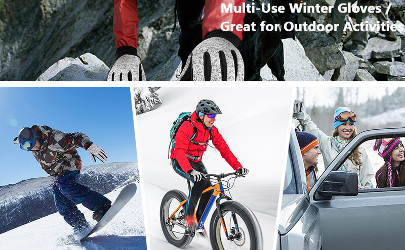 Mordook-アウトドアスポーツ、オートバイ、スキー、タッチスクリーン、冬、20 GHz、3m用の滑り止めウォームグローブ