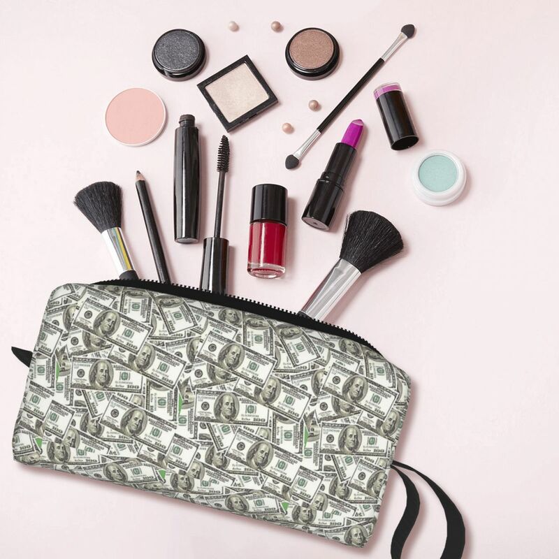 MONEY $100 tas riasan, kantong kosmetik Organizer penyimpanan Dopp, tas kosmetik untuk wanita perjalanan kecantikan