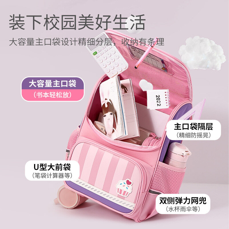 Sanrio Hello Kitty Student Schoolbag, grande capacidade, leve, bonito dos desenhos animados, almofada de ombro, mochila infantil resistente a manchas, novo