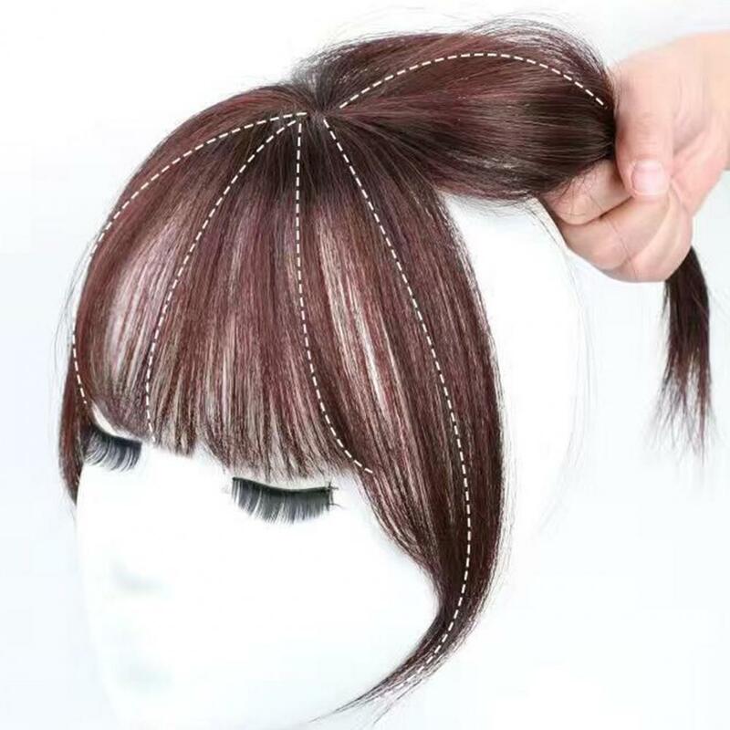 Natural Wispy francês Bangs peruca para mulheres, curvo Air Bangs, testa franja hairpieces, preto e marrom extensões de cabelo