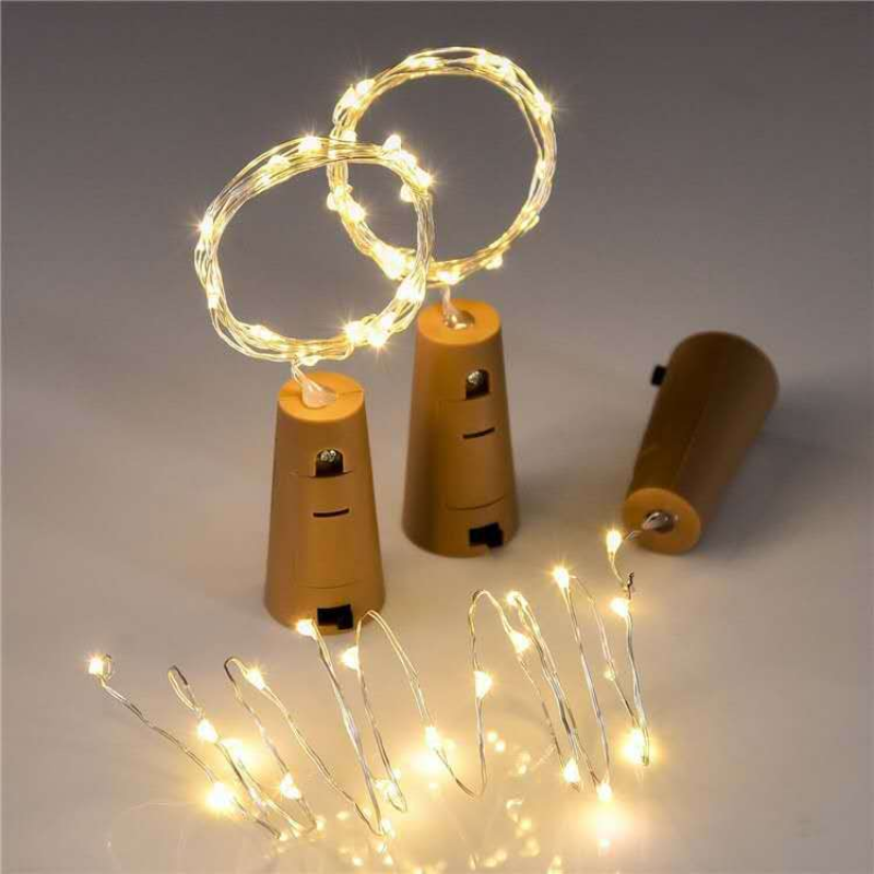 20Leds Wijnfles Lampjes Koperdraad Sprookje Licht Kleurrijke Fles Stopper Sfeer Lamp Voor Kerstfeest Decoraties
