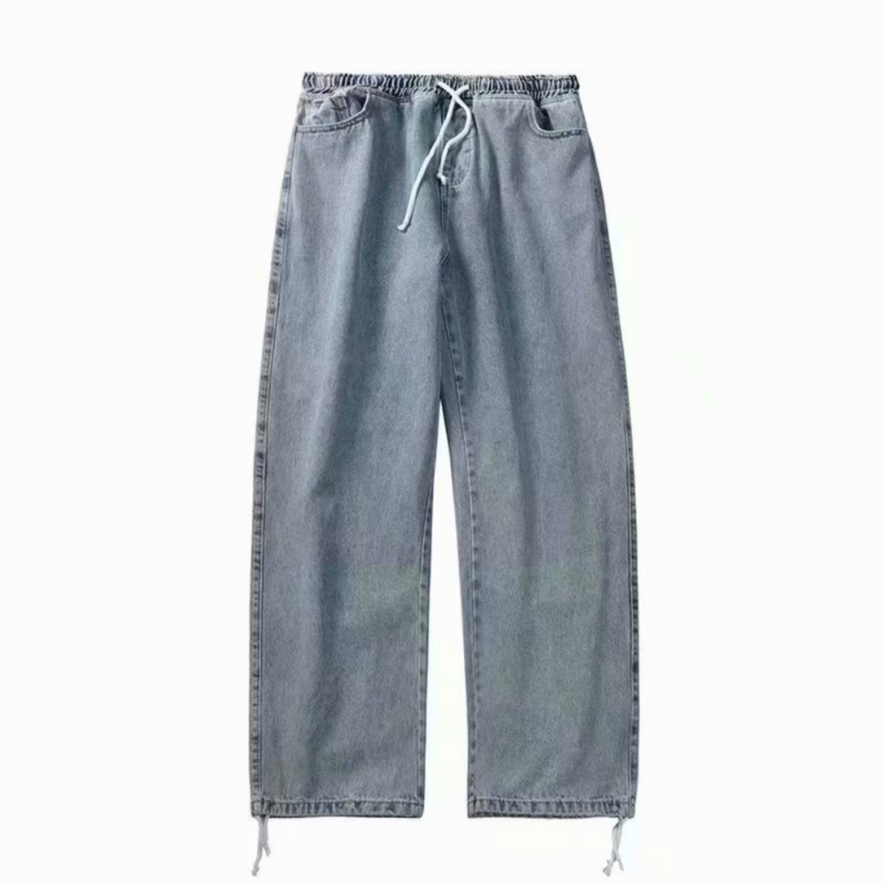 Jeans perna larga estilo coreano para homens, calças jeans azuis folgadas, calças cargo, roupas de moda, 2020