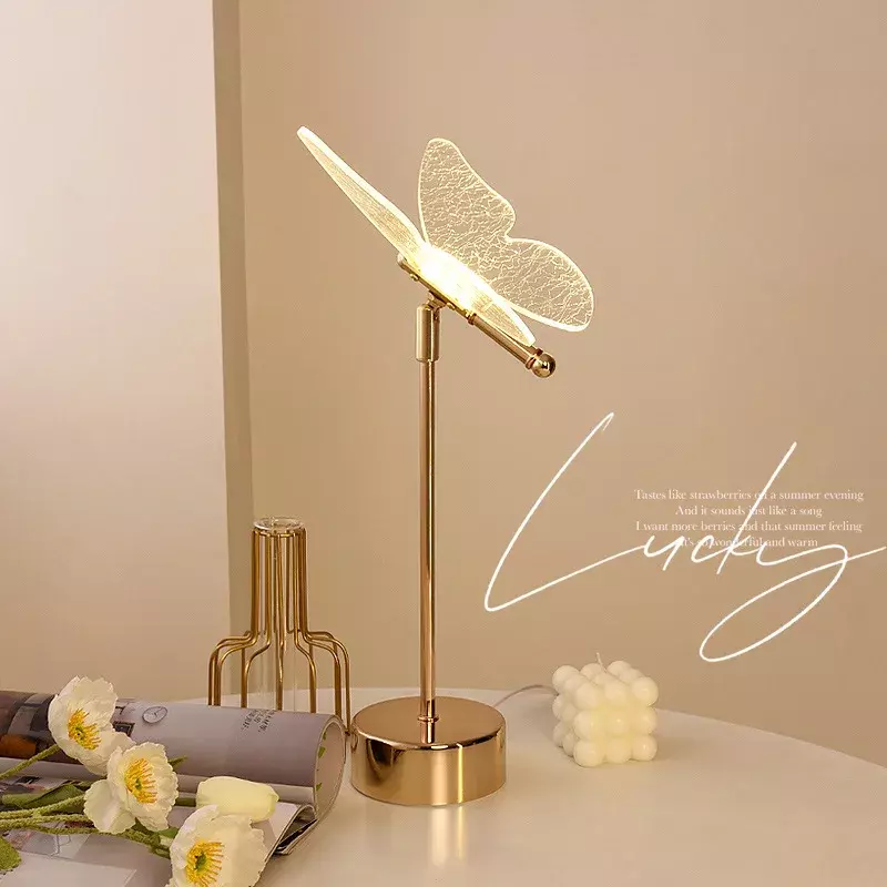 Lampe de Table LED Rétro en Forme de Papillon, Luminaire Décoratif d'Nik, Idéal pour une Chambre à Coucher, un Salon ou un Bar