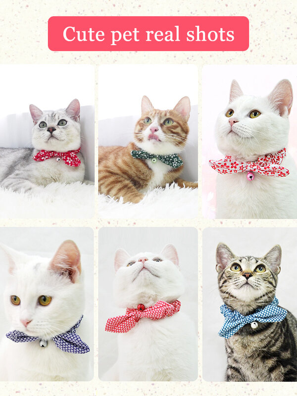 Petio Creative Cute Bowknot Cat Collar With Reflective Bell Safety Buckle Pet Cat Accessories Collar For Cats Necklaces For Cat