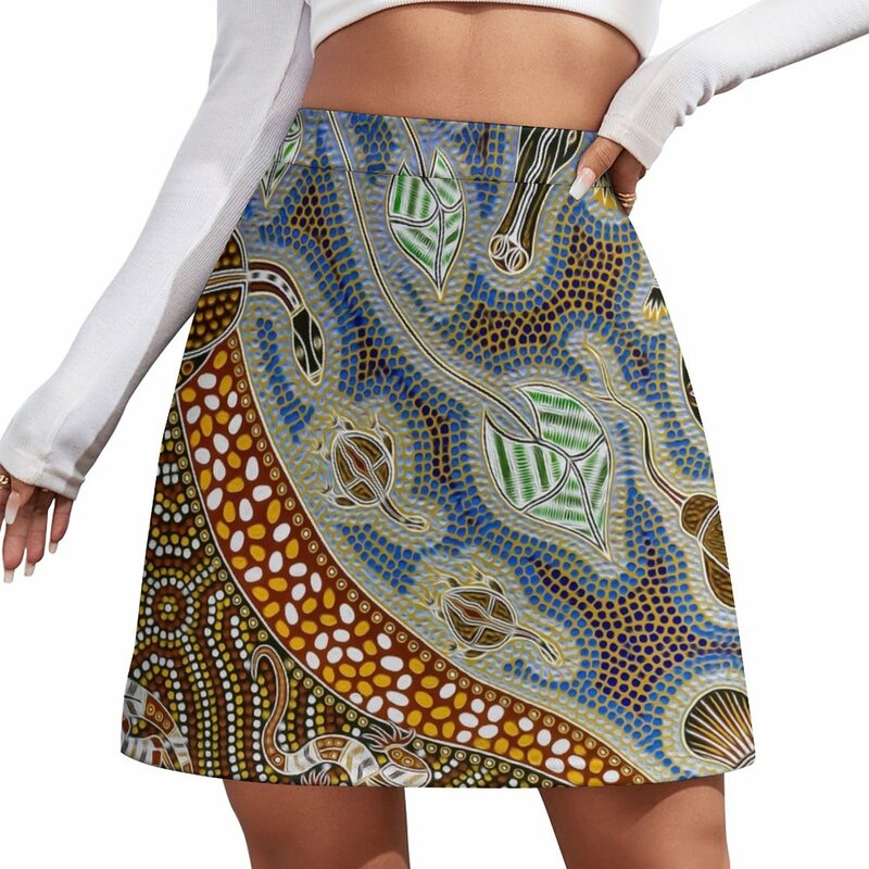 Australian Art Mini Skirt, 90s Vestidos de luxo estéticos, roupas externas, 2023