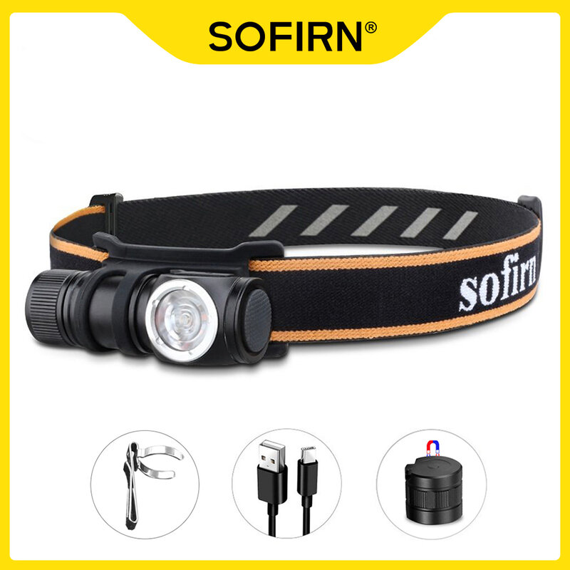 Sofirn-linterna frontal Mini 16340 recargable por USB tipo C, dispositivo óptico de ángulo de 1100LM, LH351D 90CRI y, con cola magnética, 2 grupos, HS10