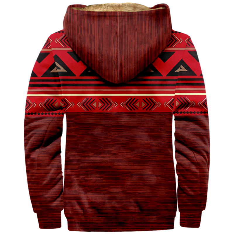 Hoodie etnik Vintage cetakan Tribal Sweatshirt ritsleting lengan panjang mantel kerah berdiri pakaian musim dingin pria wanita