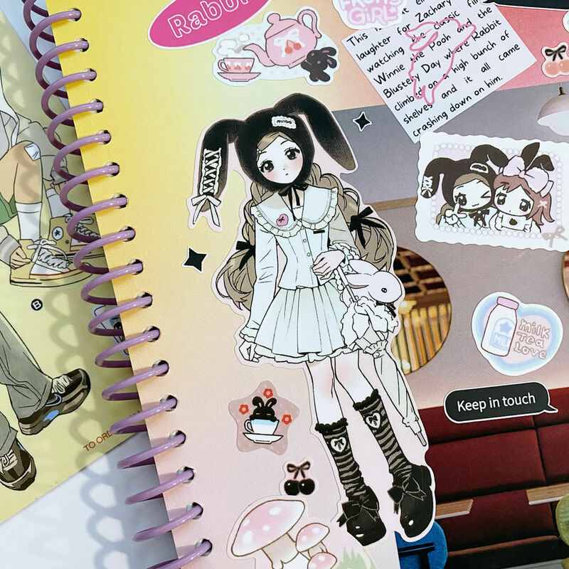 غوكا ملصقات كتيب النمط الياباني والكوري ، كاريكاتير Y2K ، ملصقات الشخصيات الساخنة فتاة ، المواد