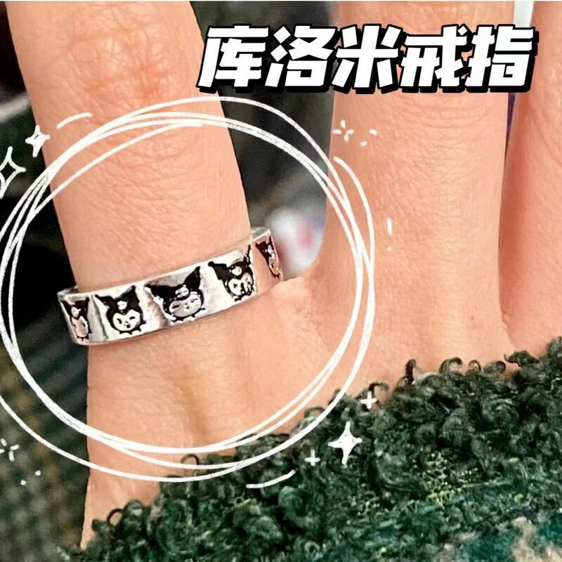 Kuromi Ring Cartoon Kitty Katze Ring Paar ins Student CP-Stil bestie verstellbares Geschenk für Freundin