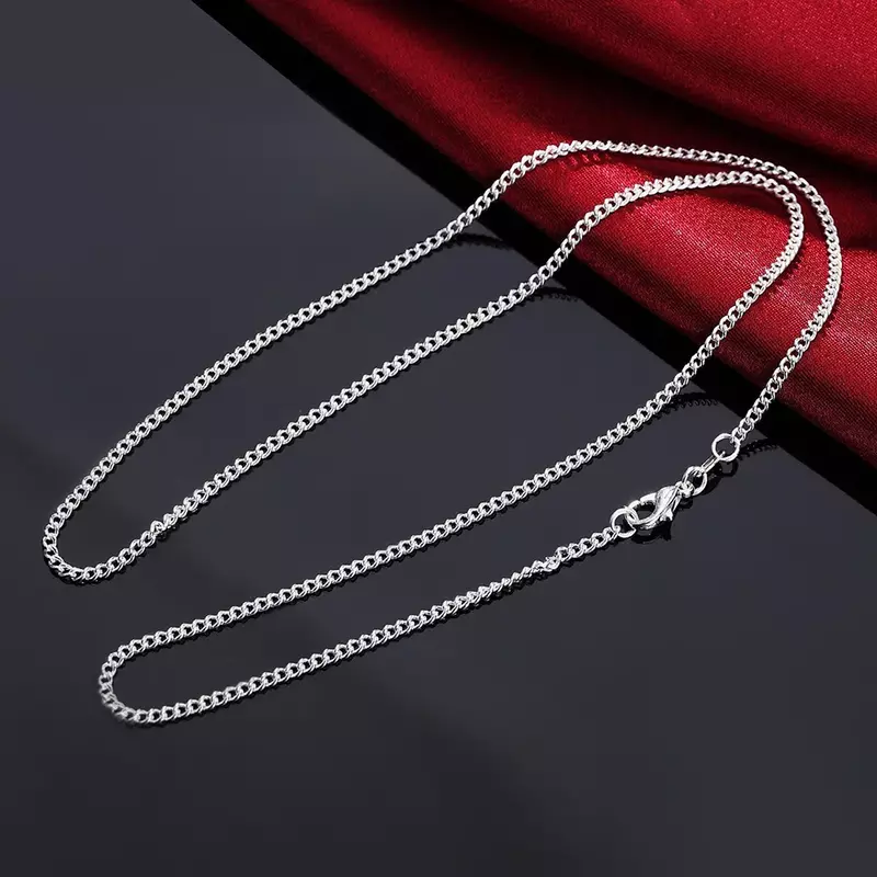 Baru 925 Sterling kalung perak 16/18/20/22/24/26/28/30 inci 2MM rantai senar untuk wanita pria hadiah perhiasan kualitas tinggi