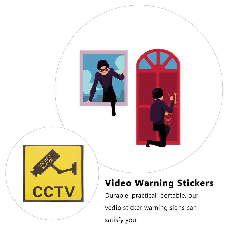 10 buah stiker peringatan Monitor Video kantor di bawah tanda