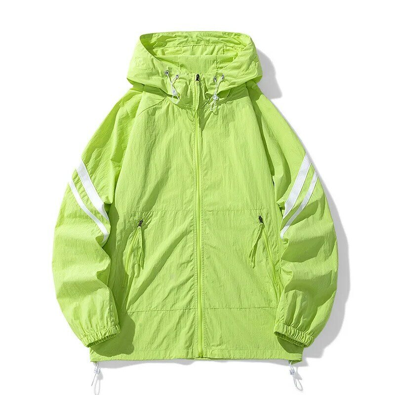 남성용 트렌디한 얇은 자외선 차단 재킷, 용수철 루피안 멋진 후드 코트, 캐주얼 통기성 카고 UV 차단 상의, 여름 신상