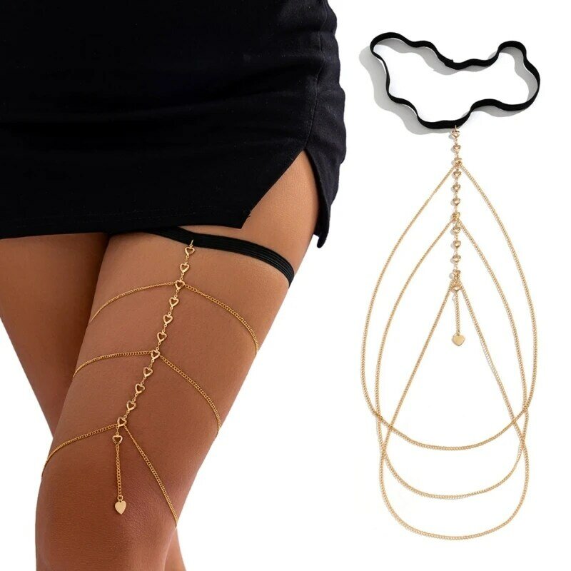 Unikalny prosty łańcuszek na nogę elastyczny łańcuszek na udzie dla kobiet biżuteria na bal letni