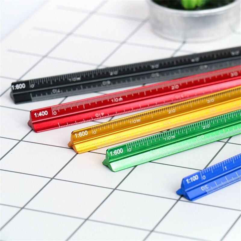 Aluminum Alloy Triangular Scale Ruler Multi-function Technical Measuring Ruler Colorful Smoothly Metal Ruler Architect Engineer
