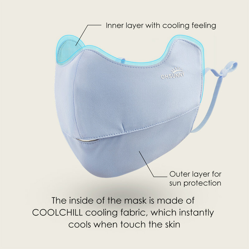 OhSunny-mascarilla facial transpirable con protección UV para mujer, máscara lavable de secado rápido, protección para ciclismo al aire libre, UPF50 +