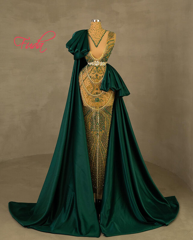 Vintage Luxus Ballkleid bestickt Braut Brautkleid Luxus Long Tail Brautkleid