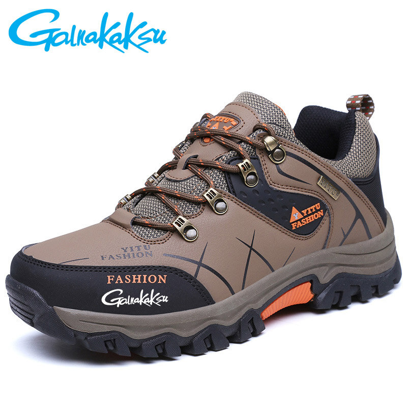 Large Size Men's Shoes Outdoor Fishing Hiking Breathable Shoes Men's Low-top Lace-up Non-slip Wear-resistant Hiking Sneakers