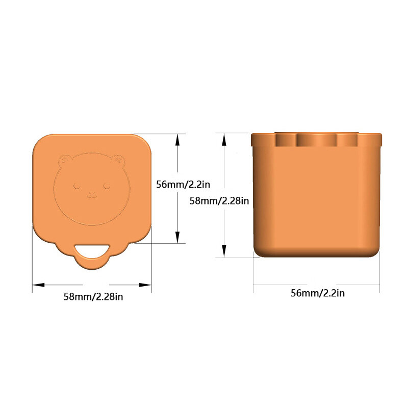 Antihaft-Silikon-Brotdose für Kinder-Saucen-Tasse mit Deckel kleines Gewürz Tauch-Aufbewahrung sbox Behälter niedlichen Bären quadratische Bento-Tasse