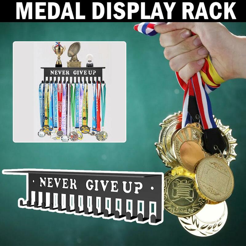 Wall Mounted Medal Display Rack Hanger Holder Race Soccer Swim Karate Gymnastics Large Capacity Metal Display Racks