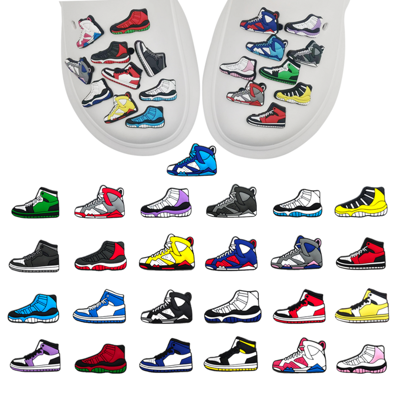 1 pz Sneakers ciondoli per scarpe Cool DIY scarpe Aceessories Fit zoccoli PVC basket decorazioni fibbia bambini adulti regali di natale