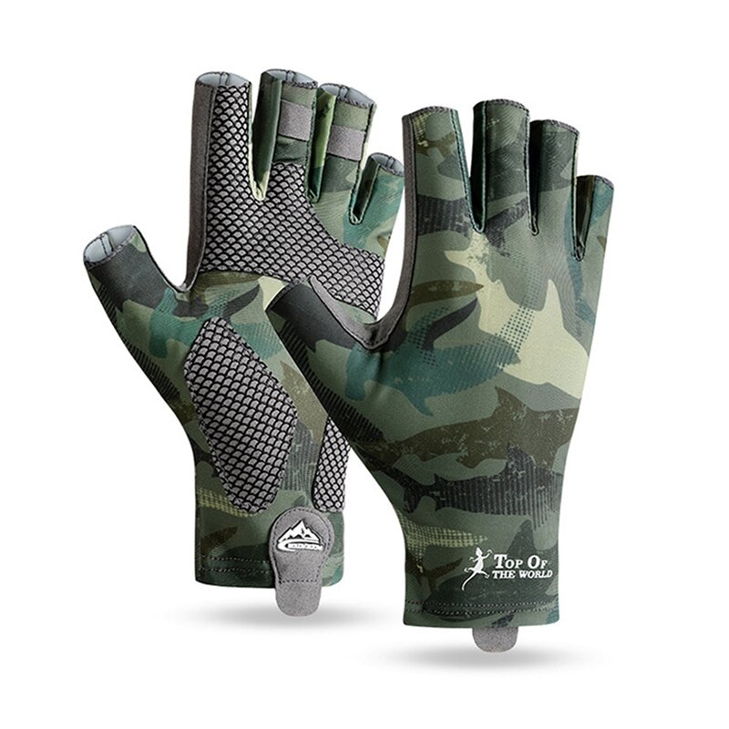 Cycling Gloves Ice Silk Mitten Anti Slip Shock Breathable Half Finger Glove Sunshade Glove Outdoor Fishing Hiking Accessories