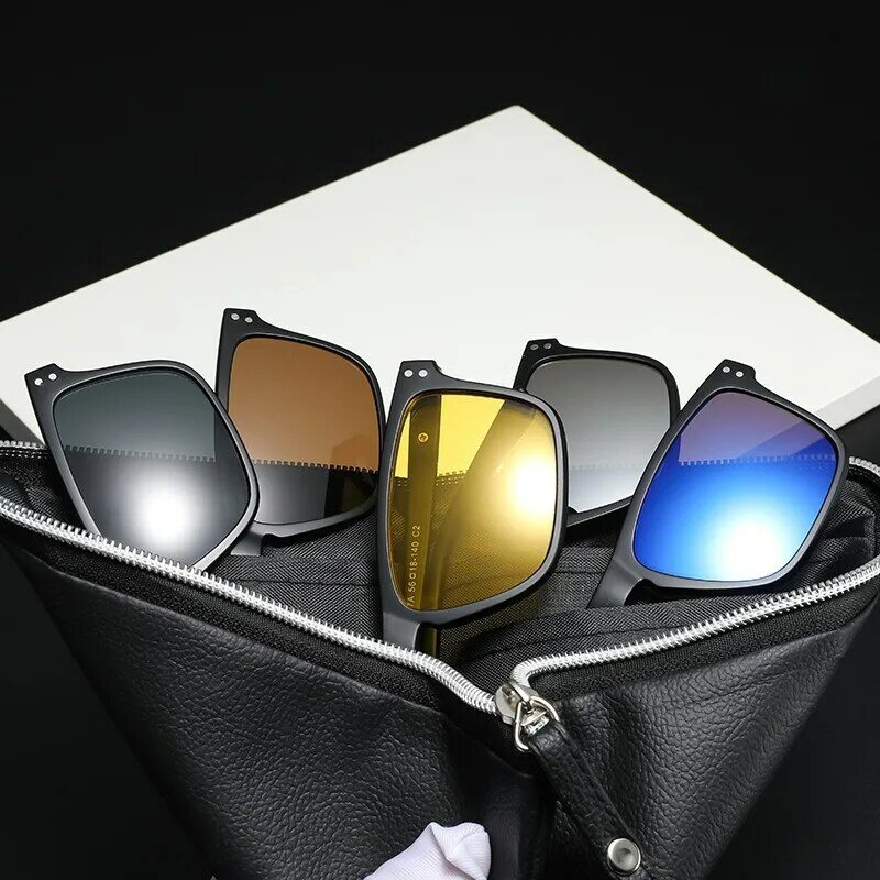 Quadro de óculos magnéticos polarizados para homens e mulheres, óculos com clip on, espetáculo masculino, UV400, 2287, 5 pcs