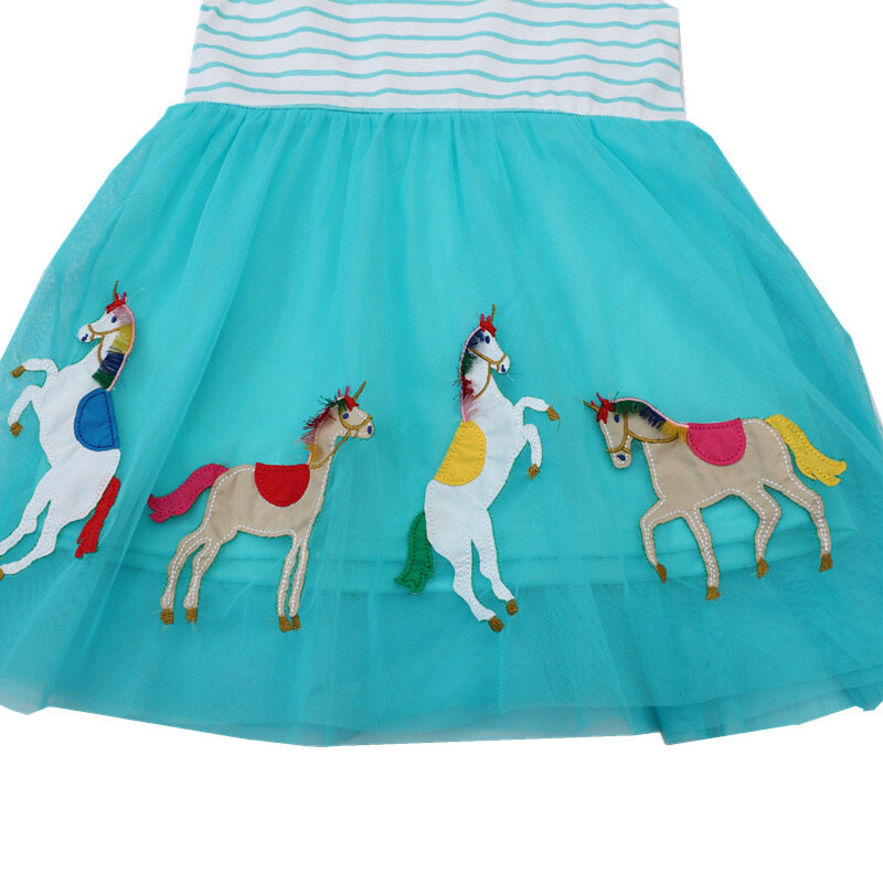 Jumping Meters Horse Applique abiti da festa per bambini vendita calda Toddler Kids Clothes Princess Girls Clothes Frocks Baby Wear