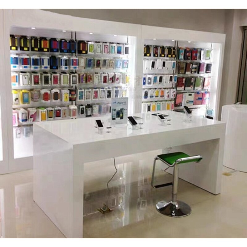 custom，Wooden Slatwall Mobile Phone Accessories Cabinet with Hooks Cellphone  Accessories Store Display Stand Furniture