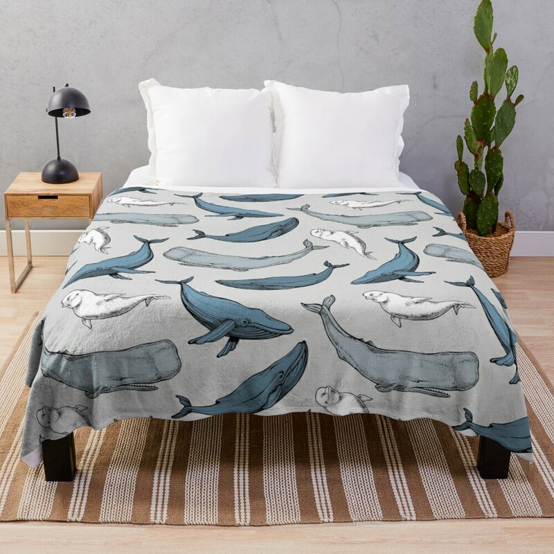 Whales are everywhere Throw Blanket Fur Blankets Double Plush Blanket
