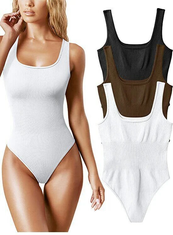 Bodysuit sem costas de cor sólida para fêmea, macacão com nervuras, sexy corda, regata sem mangas, Y2K 2023