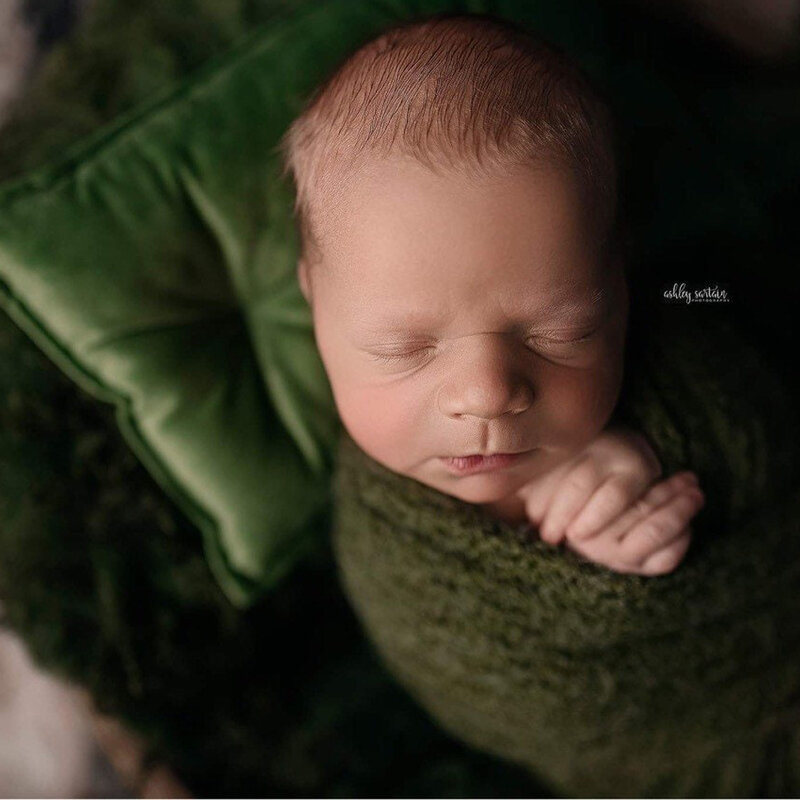 Alat Peraga Fotografi Baru Lahir Beludru Ikatan Simpul Set Bantal Pose Bayi dengan Ikat Kepala Kain Aksesori Pemotretan Studio