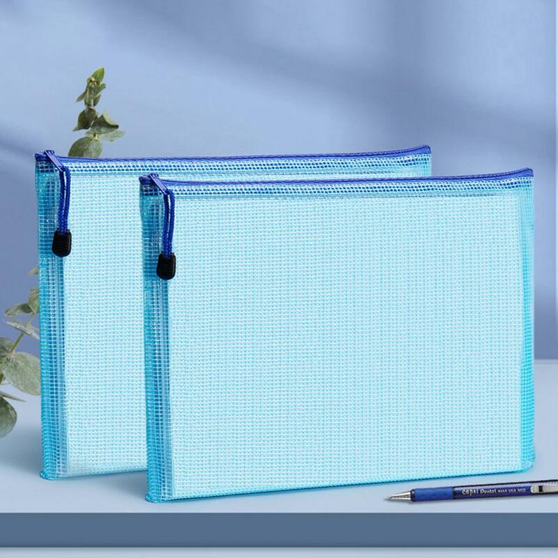 2 buah tas File tahan air transparan A4 A5 pemegang File kantong jala warna cerah tas penyimpanan plastik dengan pegangan tali