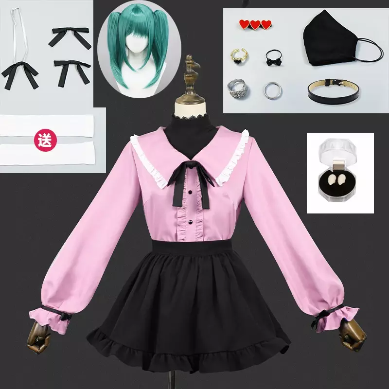 Vampier Miku Cosplay Kostuum Pruik Cosplay Anime Pak Roze Kawaii Jurk Shirt Uniform Meisje Vrouwen Halloween Kostuum Accessoires