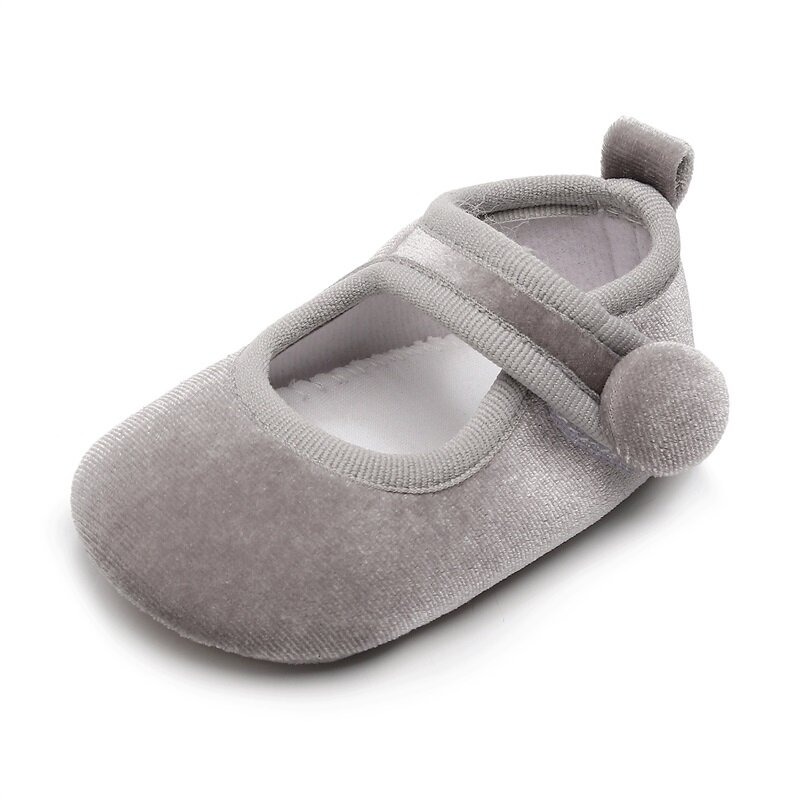 Sapatos Mary Jane monocromáticos para bebês, flats princesa de veludo, calçados casuais para criança recém-nascida, crianças