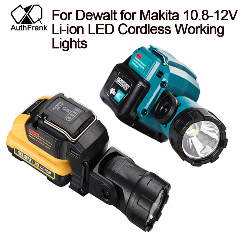Batería de iones de litio de 10,8 V y 12V para Makita, luz de trabajo inalámbrica LED Dewalt, foco portátil, lámpara de trabajo, linterna, DCB120