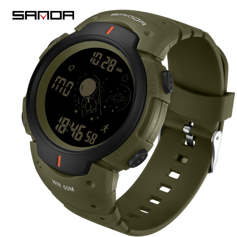 SANDA Top Brand Silicone Strap LED Digital Men's Watches Outdoor Military Electronic Watch Alarm Clock Chronograph Waterproof