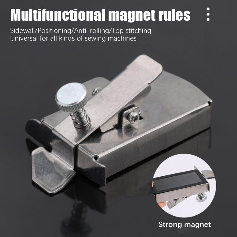 Imán de máquina de coser de calibre fijo, localizador de imán de Metal, herramienta auxiliar de borde antirizado, herramienta de guía de costura magnética para el hogar