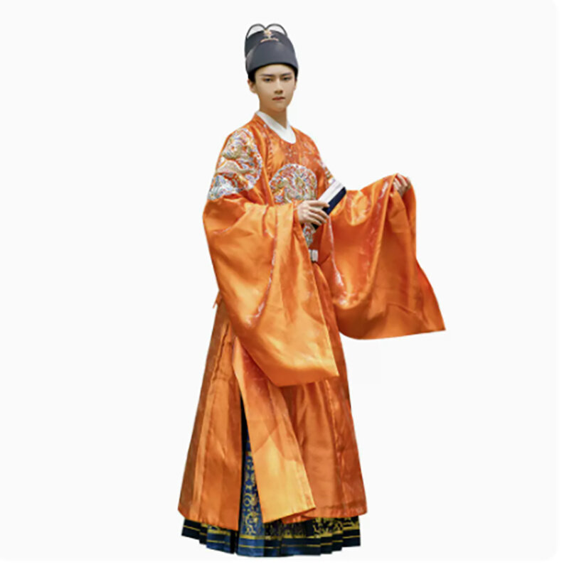 الصينية Hanfu رداء الرجال والنساء القديمة التقليدية المطرزة الجولة الرقبة رداء الصينية الملكة و الملك تأثيري حلي Hanfu حجم كبير