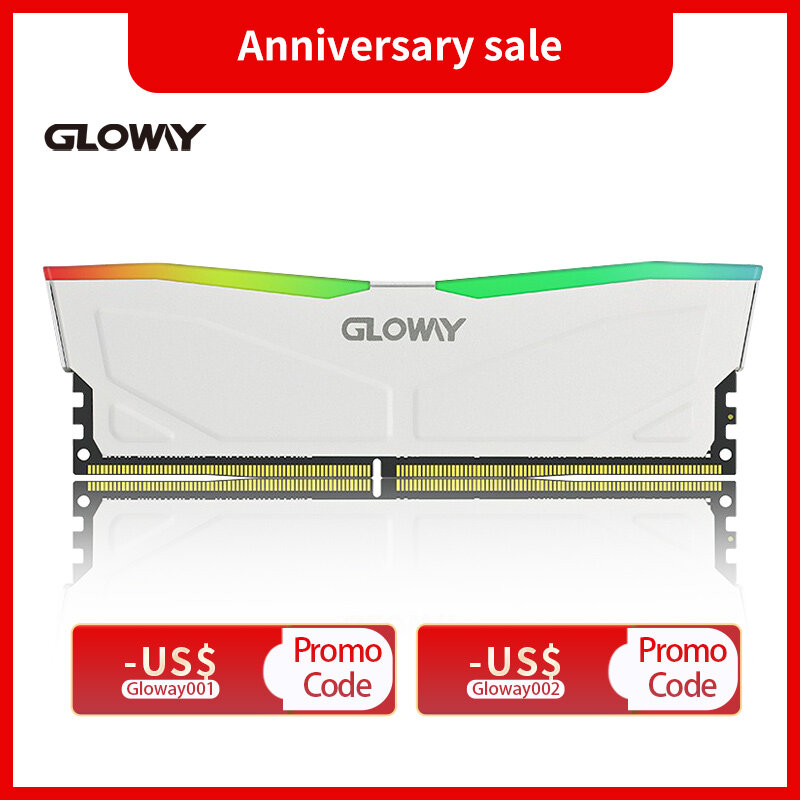 Gloway-Memoria RAM DDR4 para ordenador de escritorio, 32GB, 3200mhz, RGB (8GBX2), 3600mhz (16GBX2), DIMM