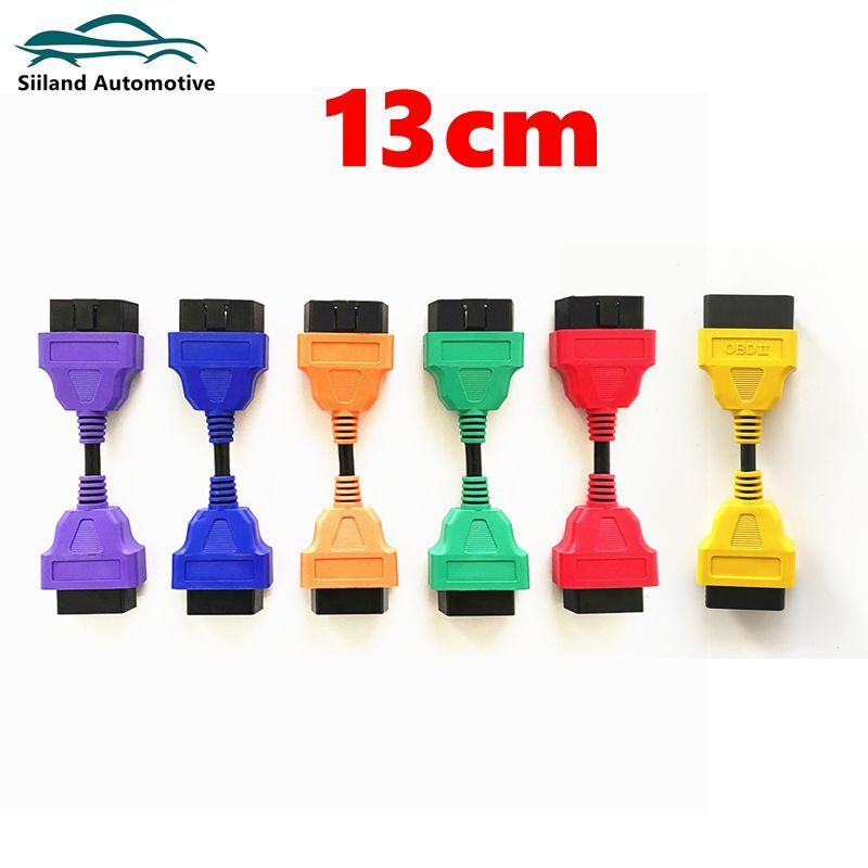 Multi-colors Professional 13cm Extension Cable 16 pin Male Thread to 16pin Female Diagnostic Connector OBD 2 Adapter Line