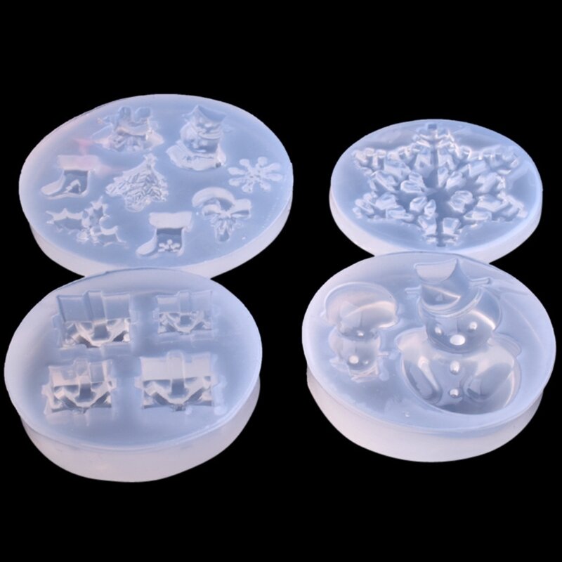 Y1UE DIY nieve/calcetines/muñeco nieve molde con forma gota cristal Navidad molde silicona